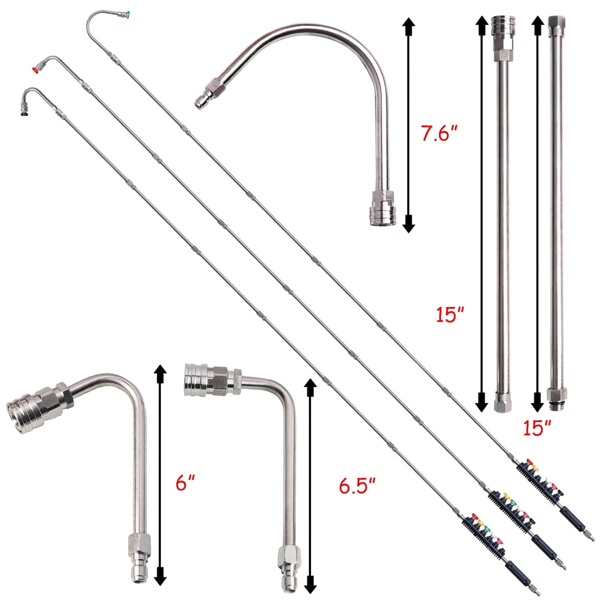 Xiny Tool extension wand 15 inches at 90-degree angle to reach tight spaces.