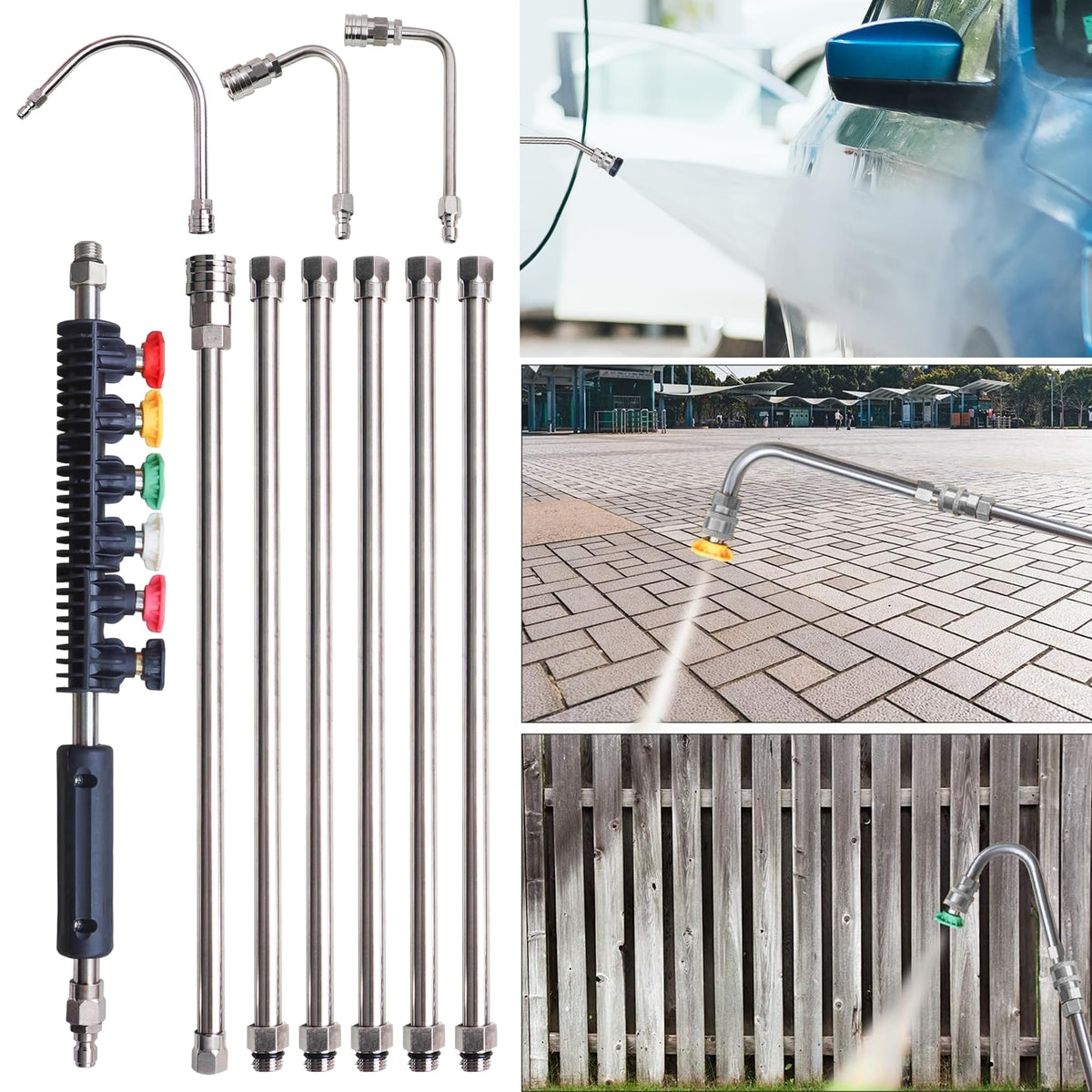 Xiny Tool extension wand 15 inches straight for broad surface washing.