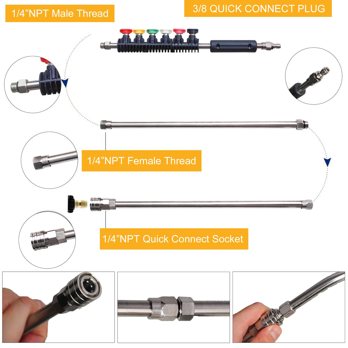 Xiny Tool extension wand 15 inches U-shape for gutters and corners.