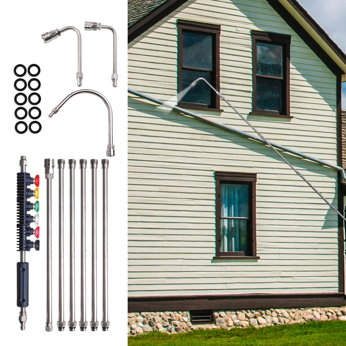 Xiny Tool quick-connect 1/4-inch tip ensures compatible pressure washer setup.