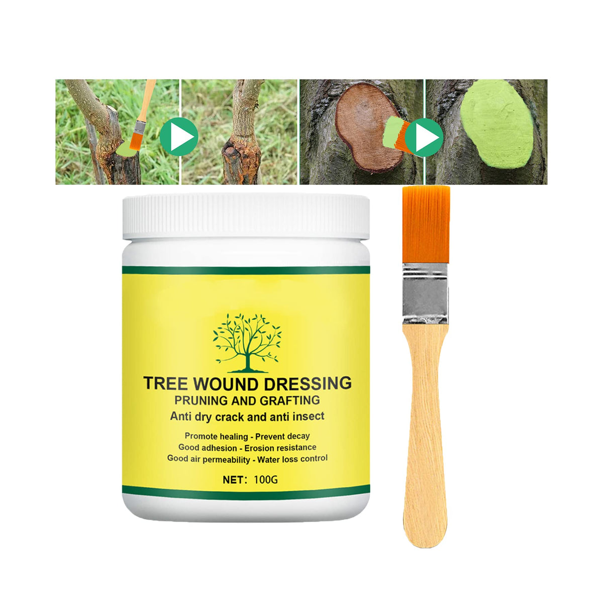 XIRUJNFD Tree Wound Sealer jar close-up ready for pruning cuts