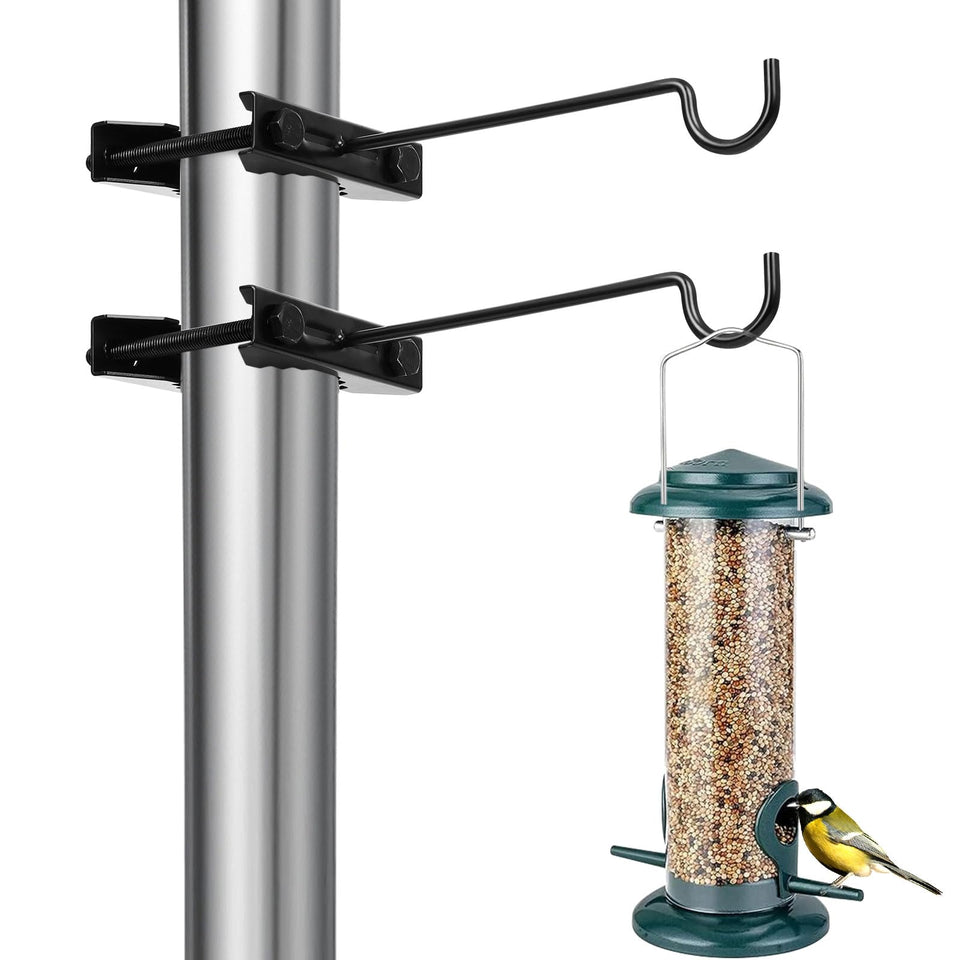 Xisakaca bird feeder hanger on deck rail provides sturdy, rust-proof support.