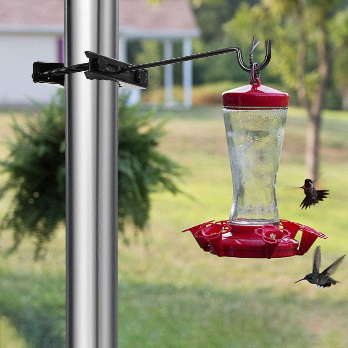 Xisakaca lantern hanger mounted outdoors for evening lighting.