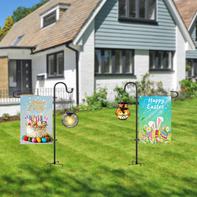 XIYUEDHHYX multiuse yard display with flags and lights for curb appeal.