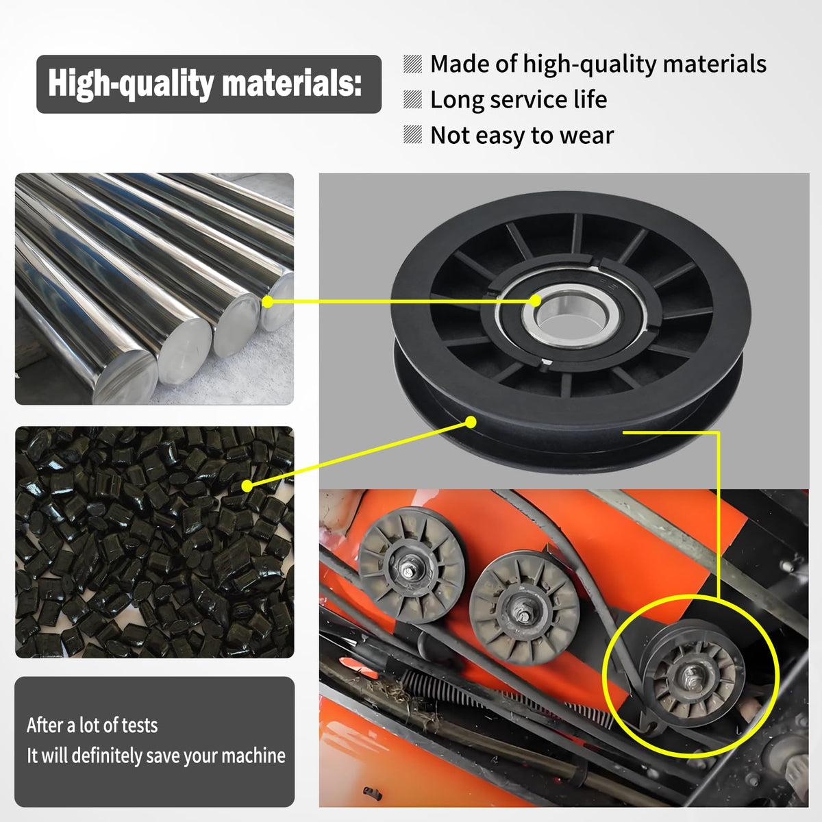 XJJ flat idler pulley installation process for easy, secure fitting.