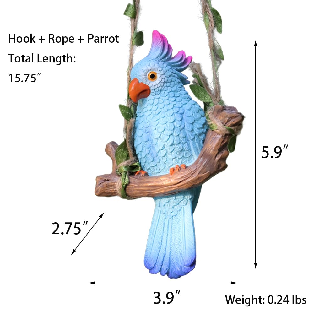 XKFLAUHM blue parrot statue enhances patio and yard charm