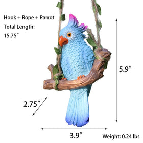 XKFLAUHM blue parrot statue enhances patio and yard charm