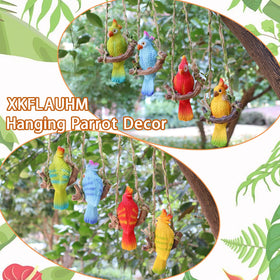 XKFLAUHM easy-hang parrot sculpture with rope and hook
