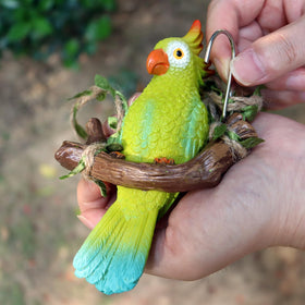 XKFLAUHM hanging parrot sculpture — waterproof outdoor ornament for trees
