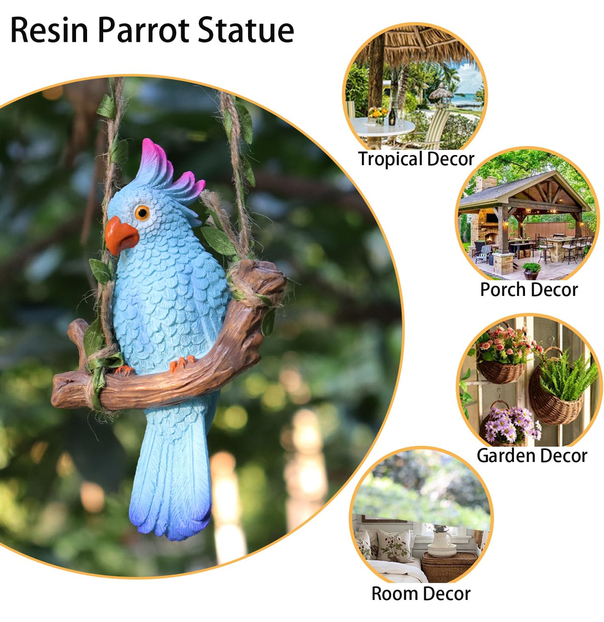 XKFLAUHM waterproof resin parrot for year-round outdoors