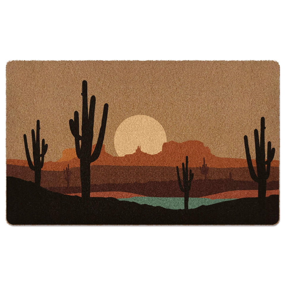 XLDLIOO Boho Western Cactus door mat for front porch with desert-inspired dirt trapping