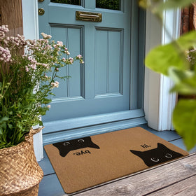 XLDLIOO Cat Welcome Mat with rustic design adding charm while capturing moisture.