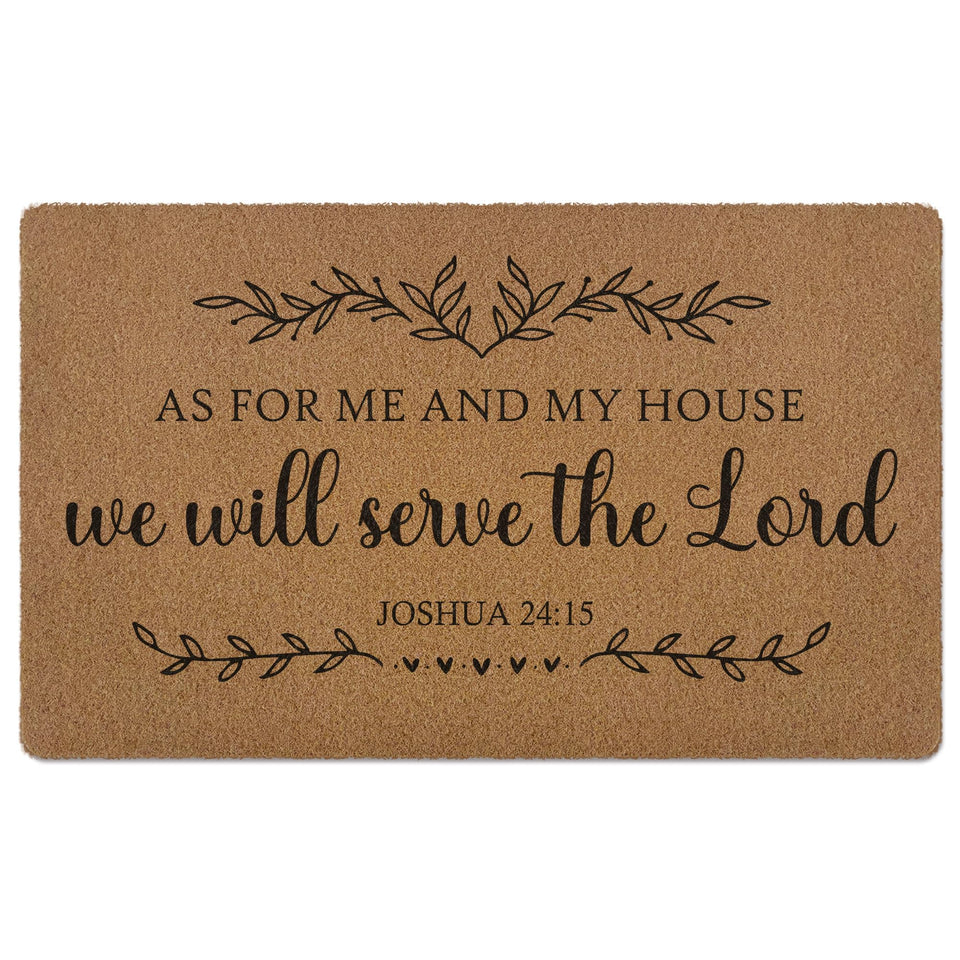 XLDLIOO Christian doormat at the front door with faith-inspired welcome.
