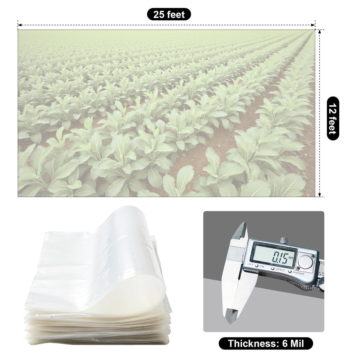 XLKIB 6-mil clear film provides sturdy, transparent greenhouse coverage.