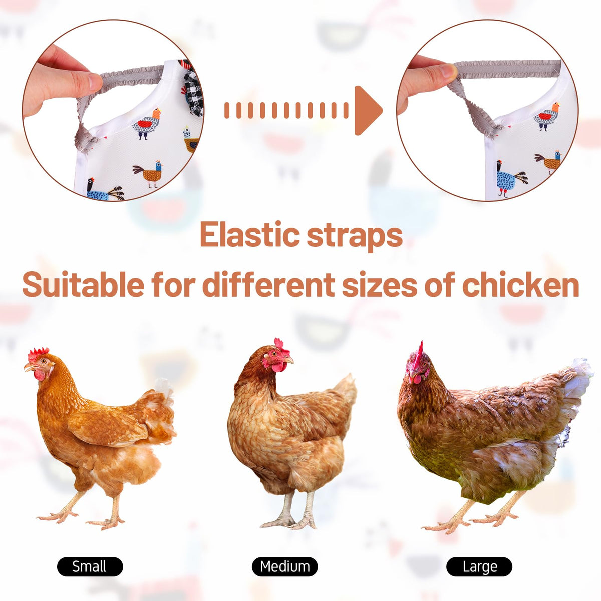 XLSXEXCL floral print chicken saddle adds style while protecting feathers.