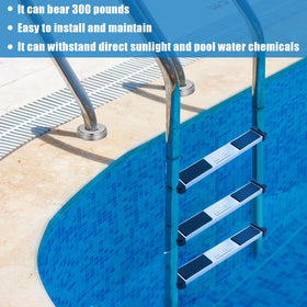 XLSXEXCL heavy-duty stainless steel steps supporting up to 300 pounds.
