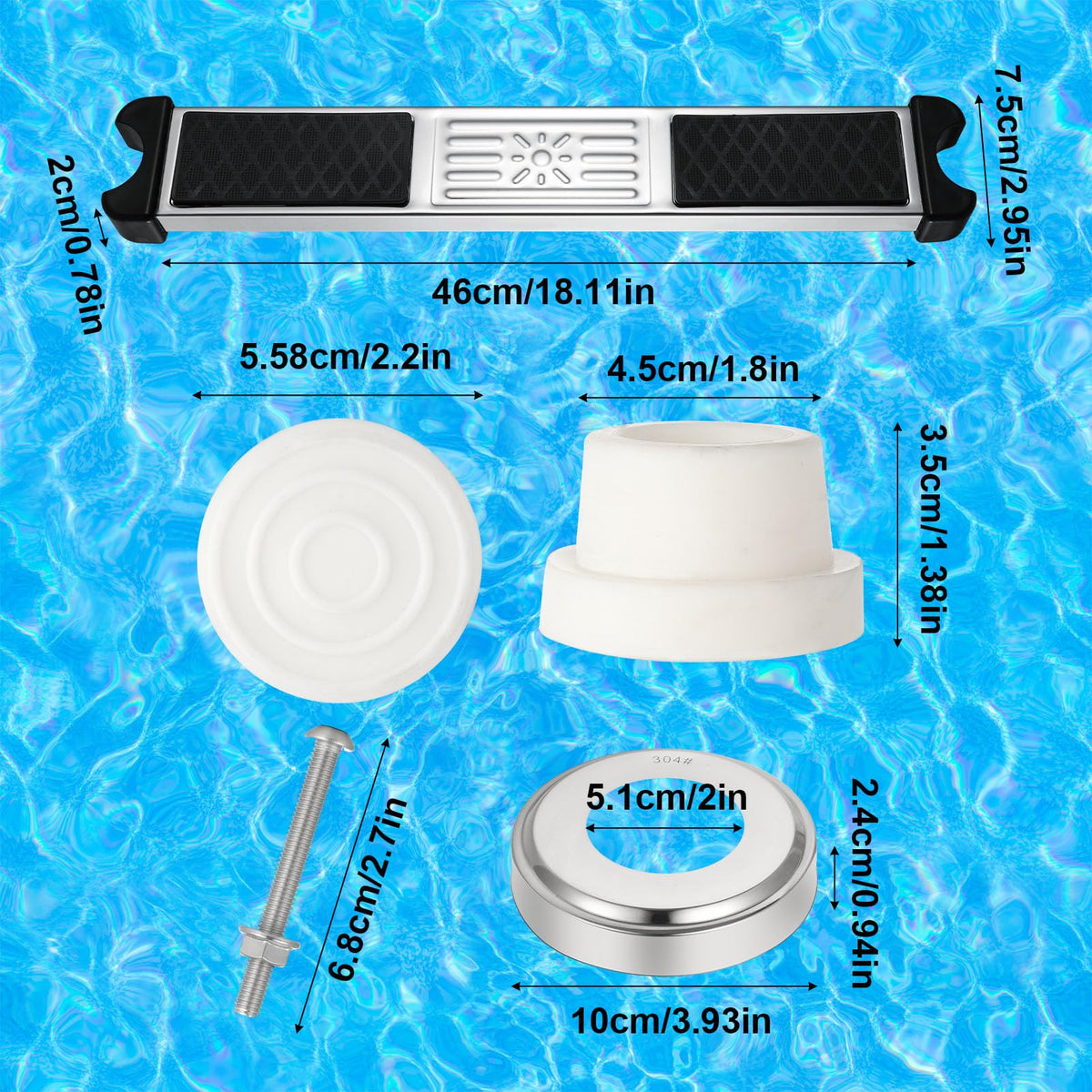 XLSXEXCL pool ladder bumpers protecting walls from scratches.