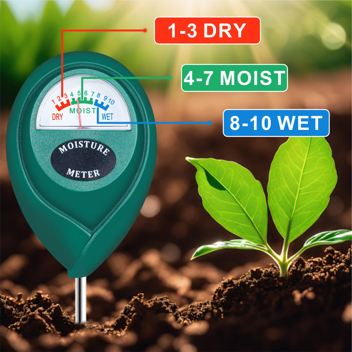 XLUX instant moisture reading from the probe in soil