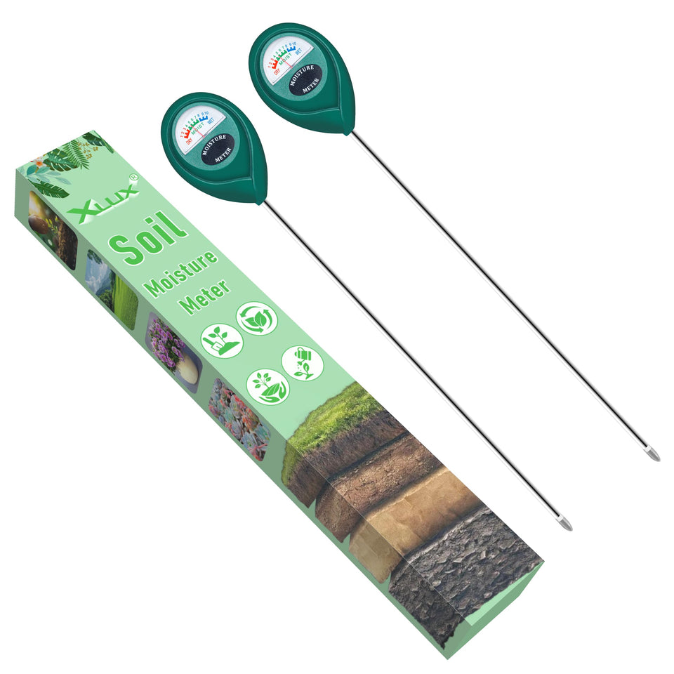 XLUX long-probe soil moisture meter readings for deep pot moisture and healthy roots