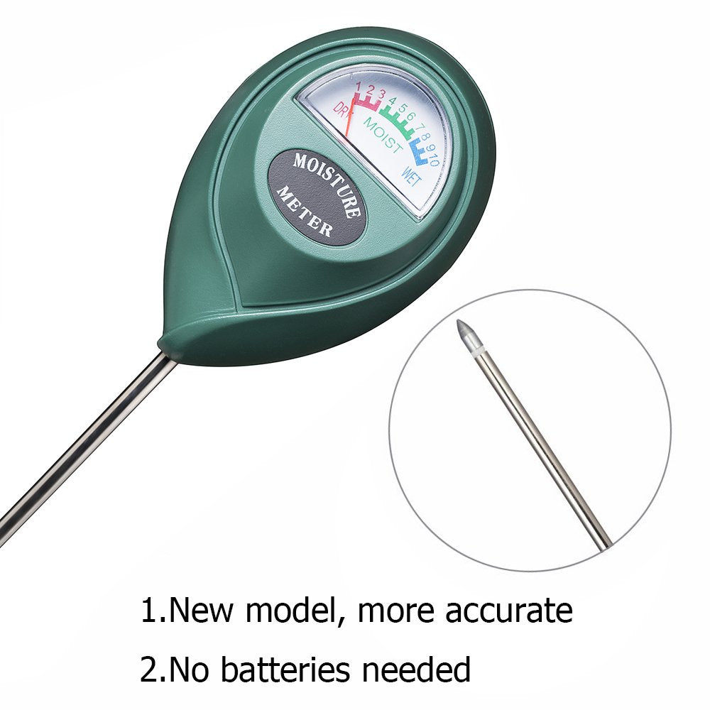 XLUX meter probe inserted into soil for immediate moisture feedback.