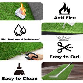 XLX TURF 1-inch pile grass rug adds soft texture underfoot.