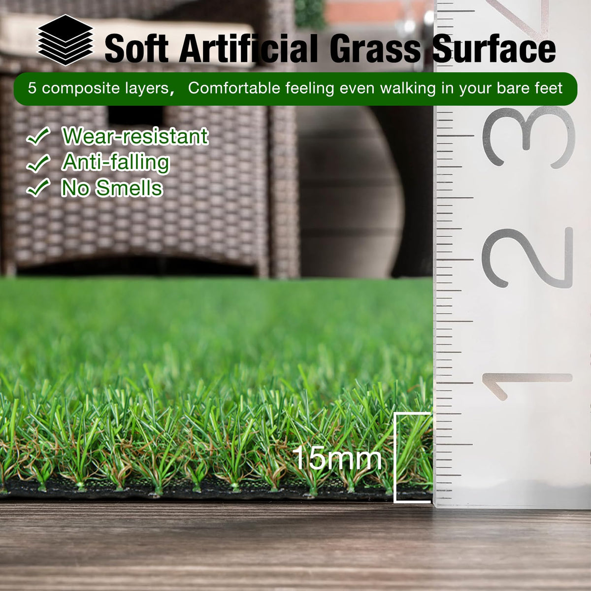 XLX TURF built-in drainage system facilitates easy cleaning after rain or spills