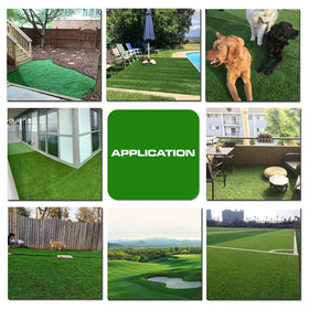 XLX TURF easy-care patio lawn requiring no mowing.