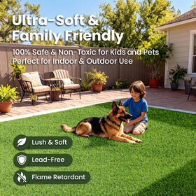 XLX TURF pet-friendly artificial grass for dogs, soft under paws.