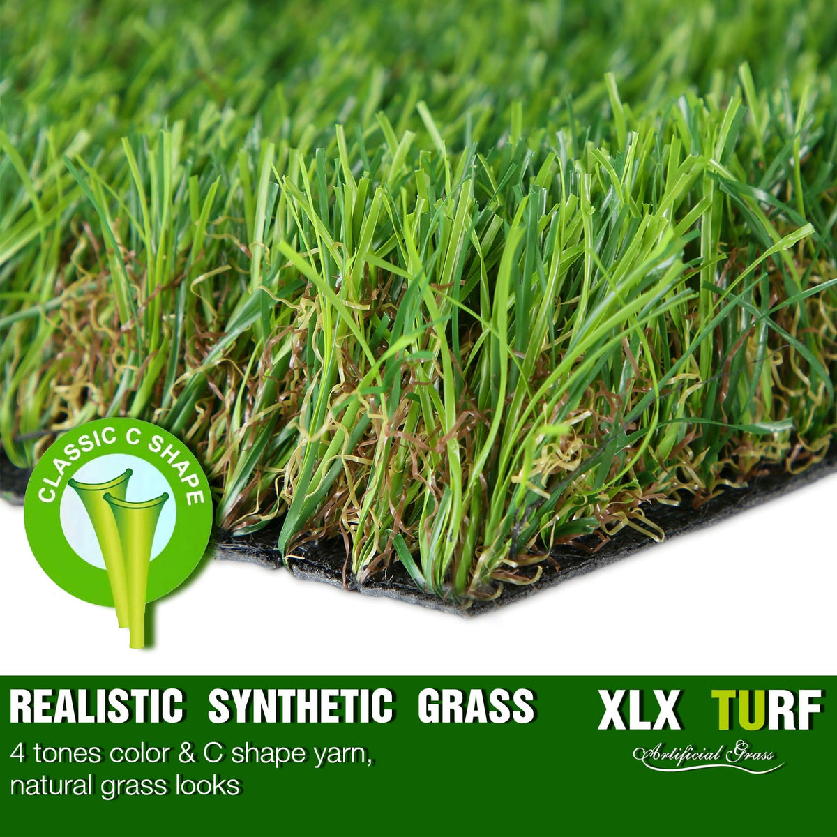 XLX TURF UV-resistant outdoor turf maintains color in sun.