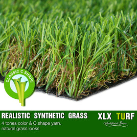 XLX TURF UV-resistant outdoor turf maintains color in sun.