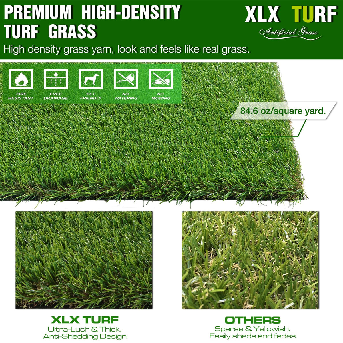 XLX TURF waterproof synthetic lawn suitable for outdoor balconies and poolside.