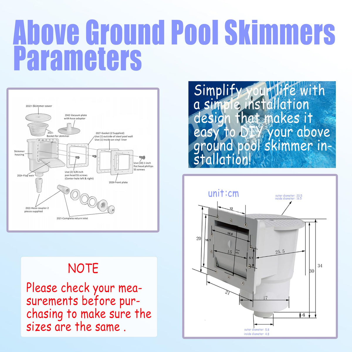 Xmnbl skimmer weir for improved debris capture and smooth operation.