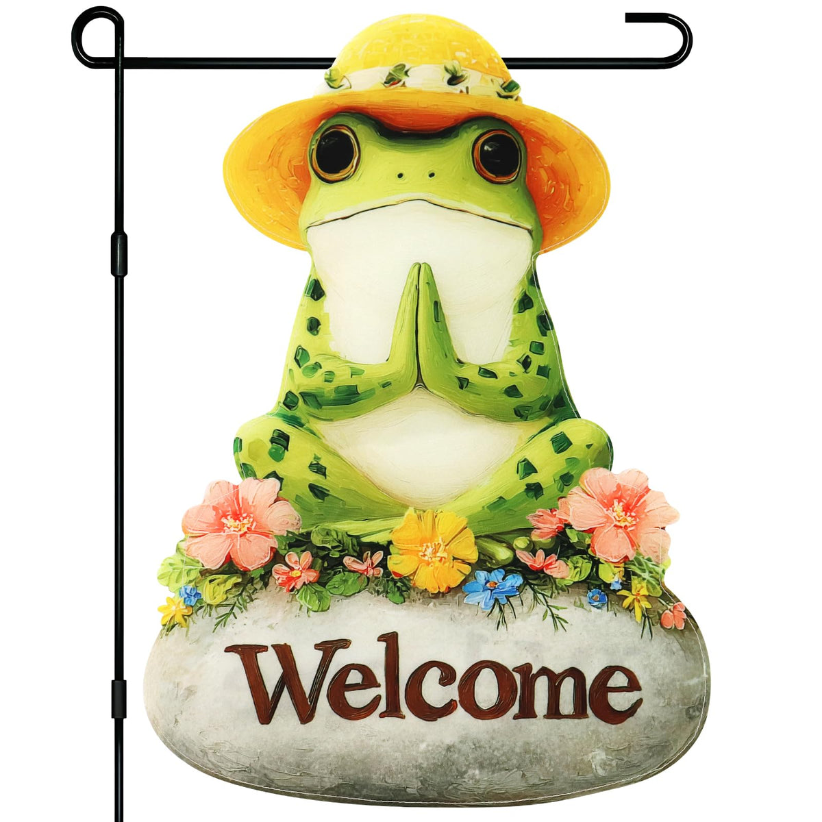Xmoyaas frog yoga garden flag double-sided print visible from both sides for bright outdoor display.