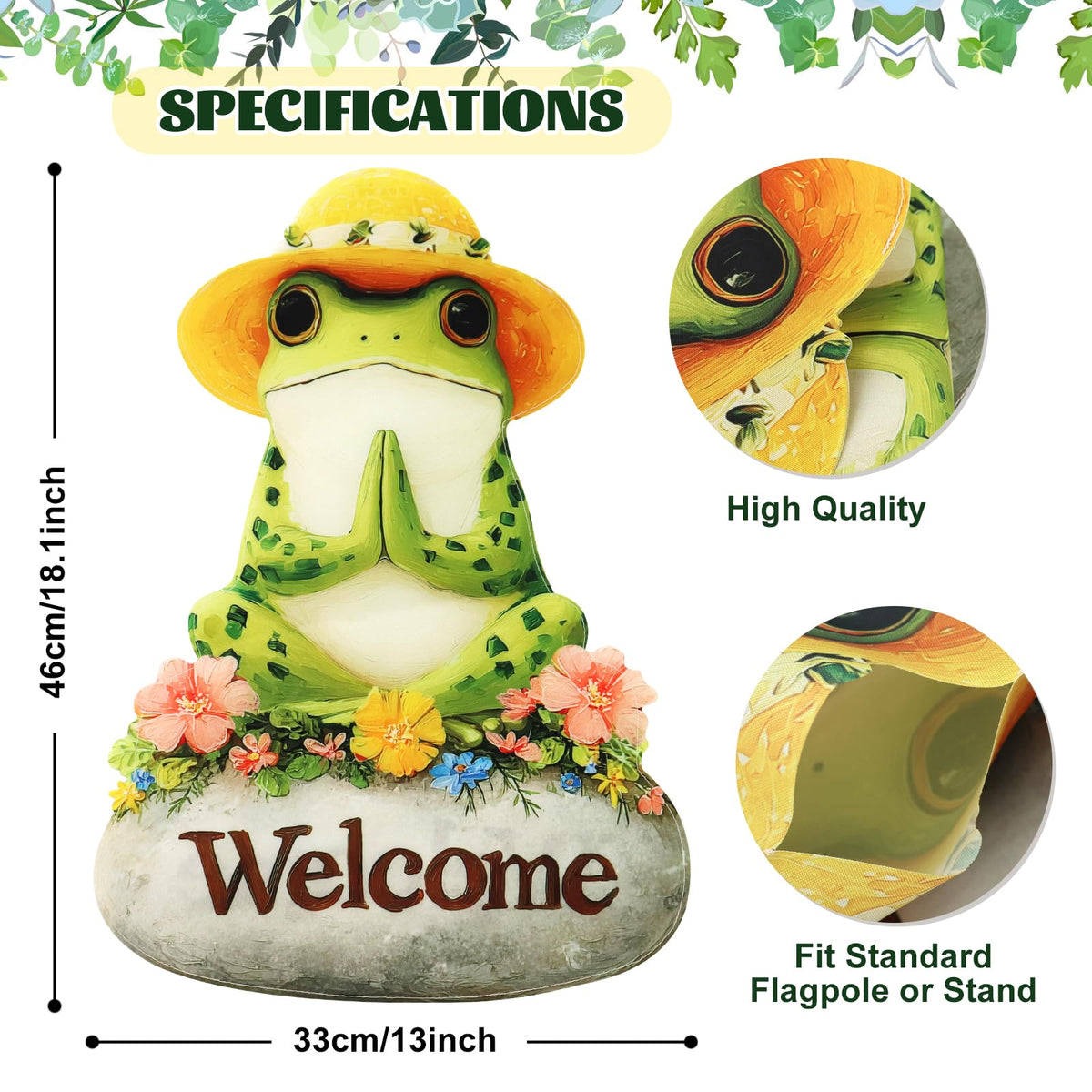 Xmoyaas frog flag decorates patios and porches with springtime warmth.