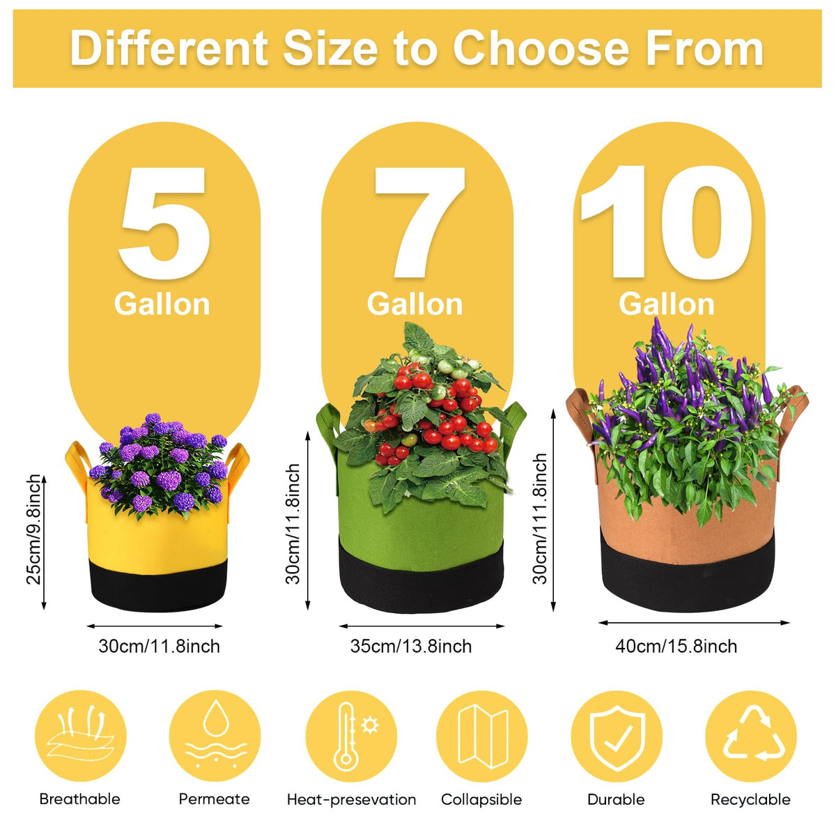 Xmpmrb Grow Bag 7-gallon green promotes breathable roots and flexible placement.