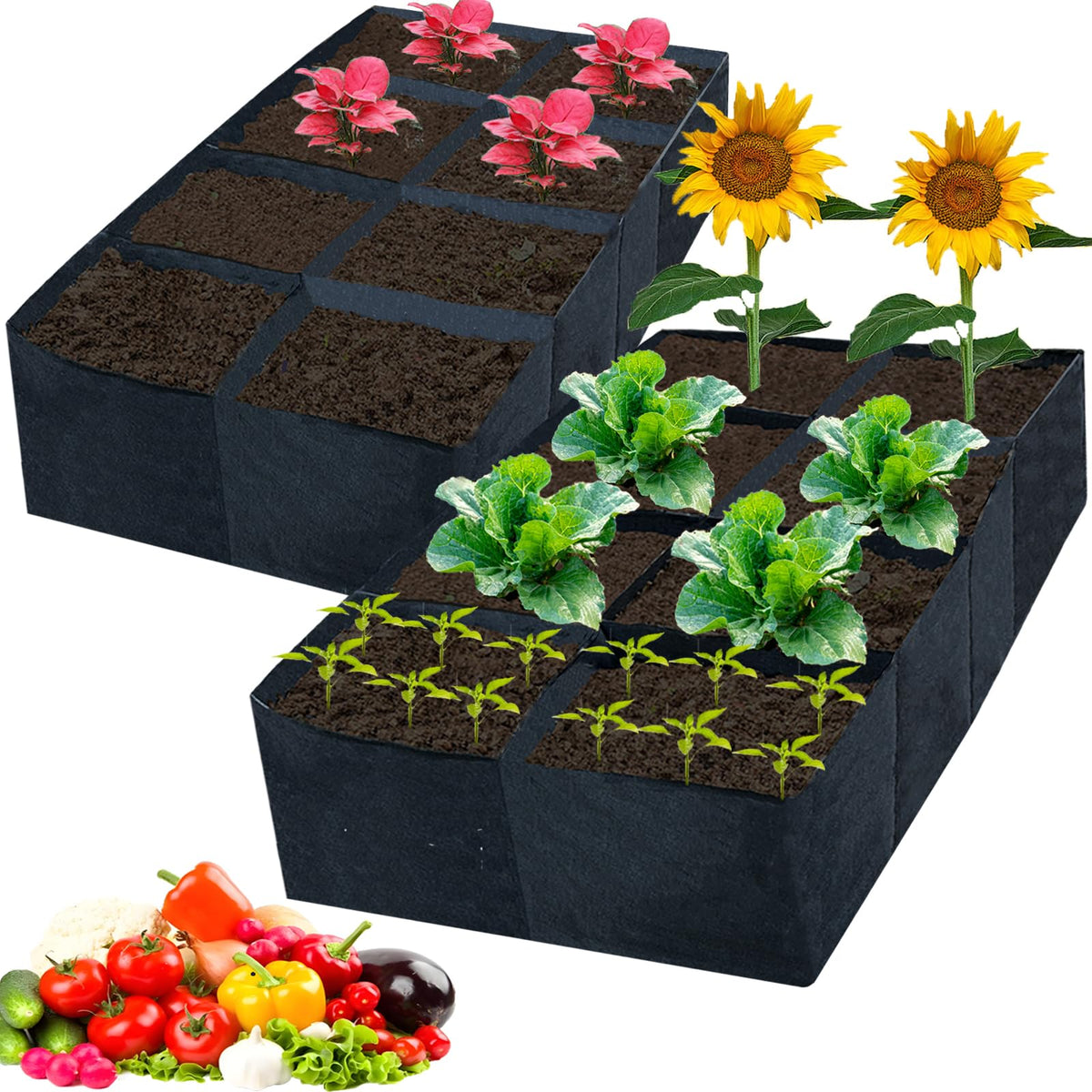 XMxoTxo fabric raised garden bed setup for quick planting.