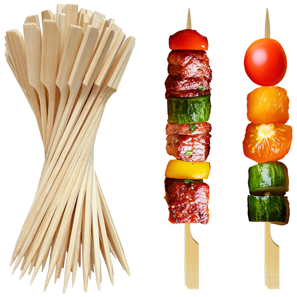 XMZY 8-inch bamboo skewers pack of 200 for grilling and entertaining