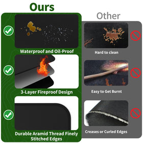 XOHUYD edge-stitched grill mat minimizes fraying and resists curling after use.