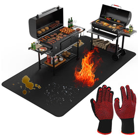 XOHUYD large grill mat under grill area provides full coverage and easy cleanup.