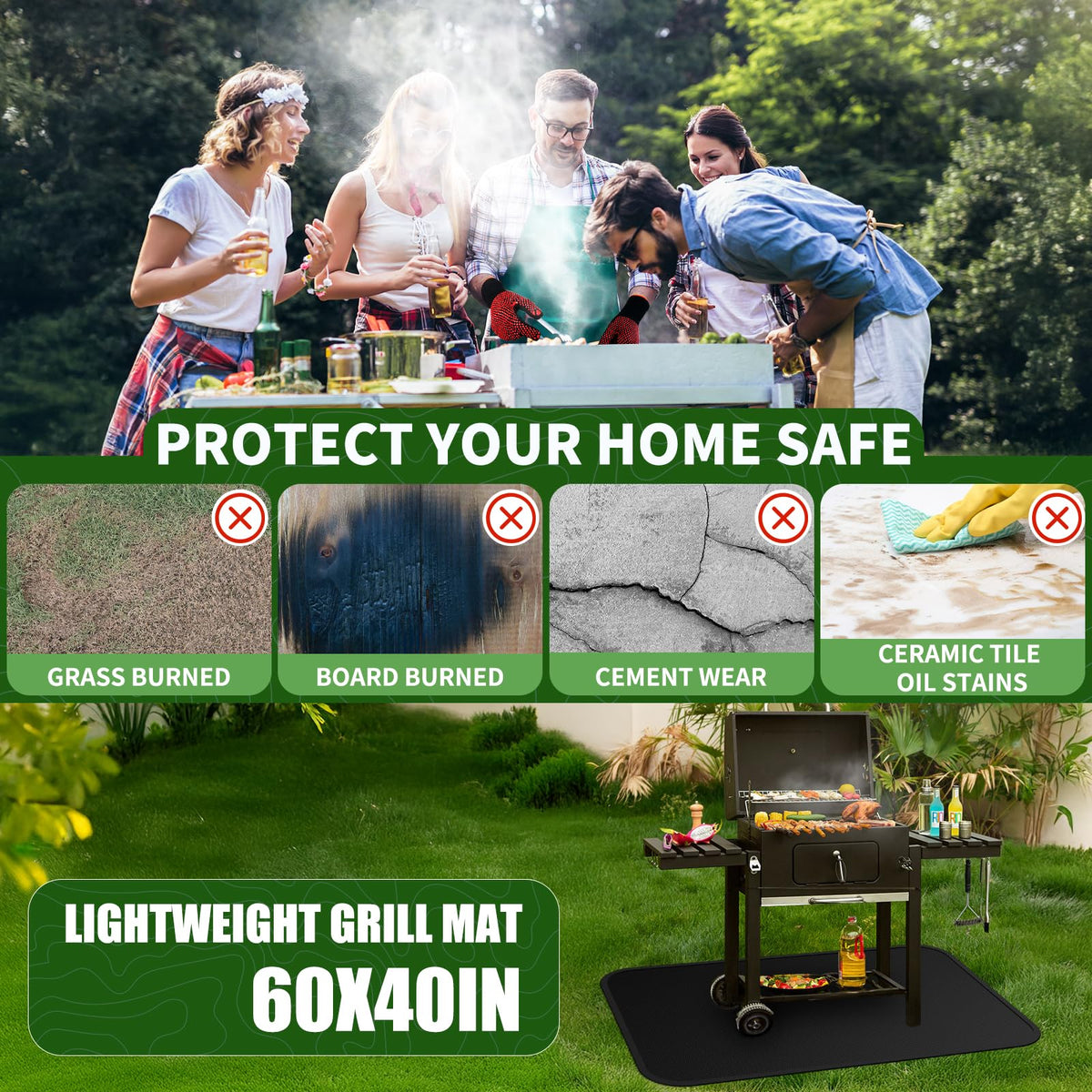 XOHUYD waterproof and oil-proof mat keeps decks clean after cooking.