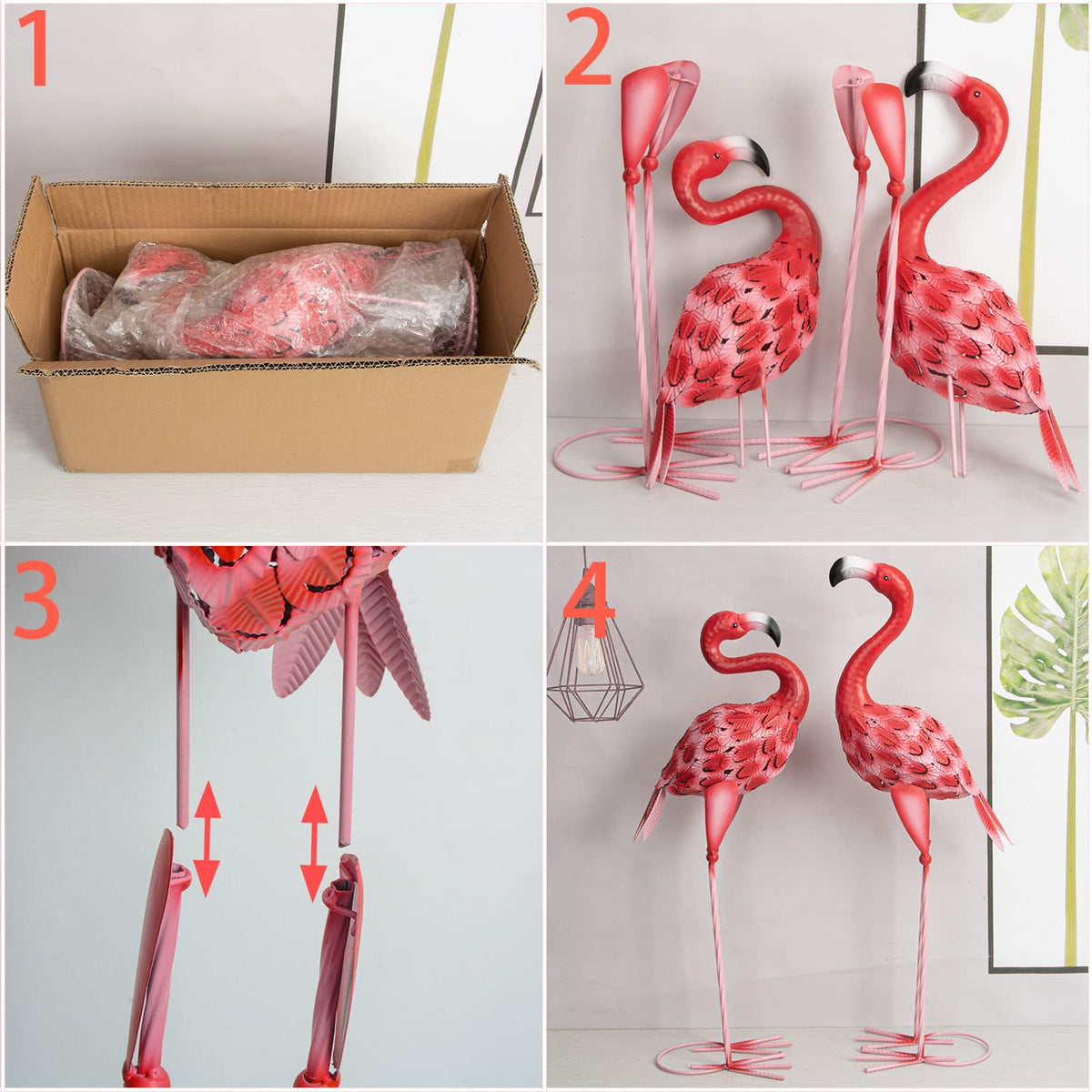 XONOR flamingo statue with knock-down legs for easy transport and setup
