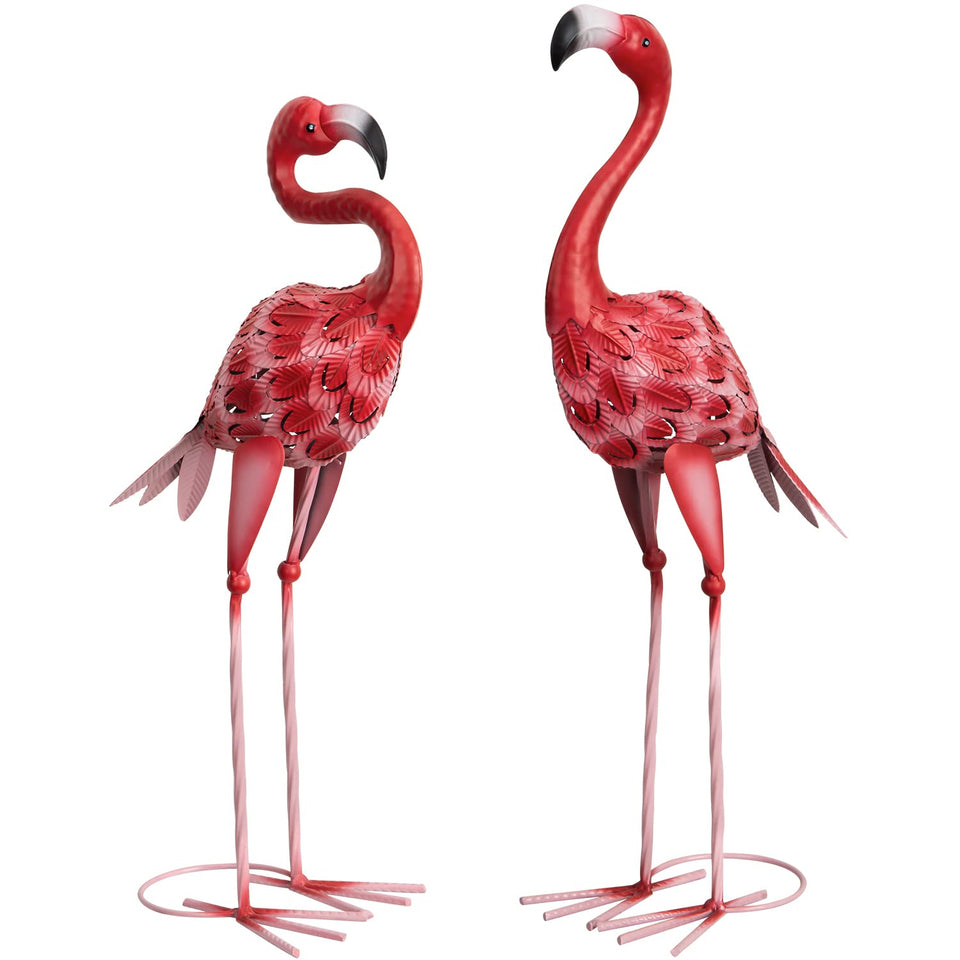 XONOR metal flamingo garden statue set brightens outdoor spaces with lifelike personality