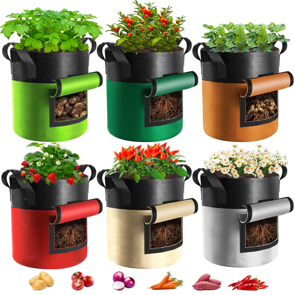 Xpatee 6-pack potato grow bags with flap for easy monitoring and harvest.
