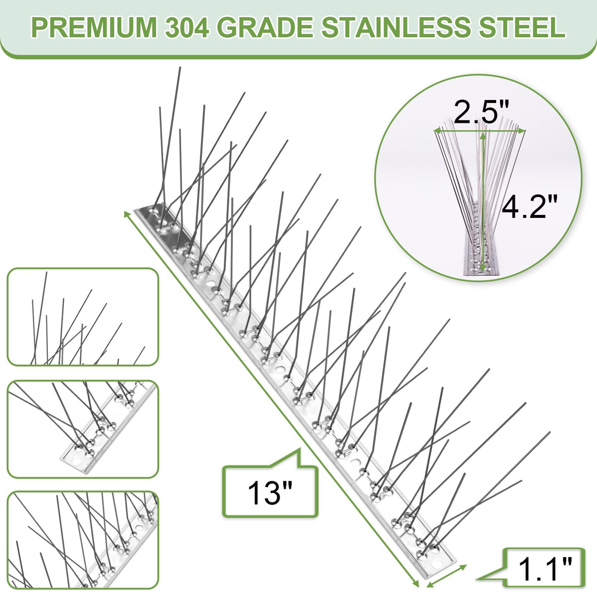 XPCARE stainless steel base strips enable secure corner applications for bird control.