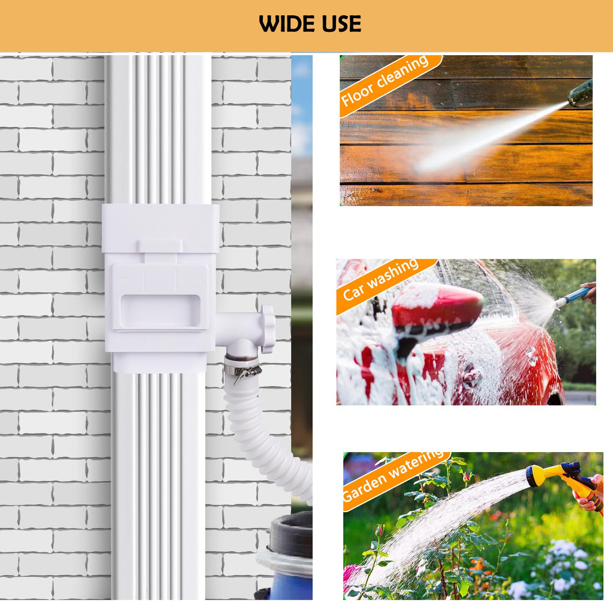 XPINYT adjustable valve with five flow settings for flexible water collection.