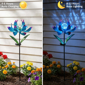 XPSCOCO solar wind spinner center crackle glass globe glows softly at night