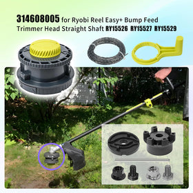 XQK Ryobi Reel Easy+ bump feed head front view shows rugged design