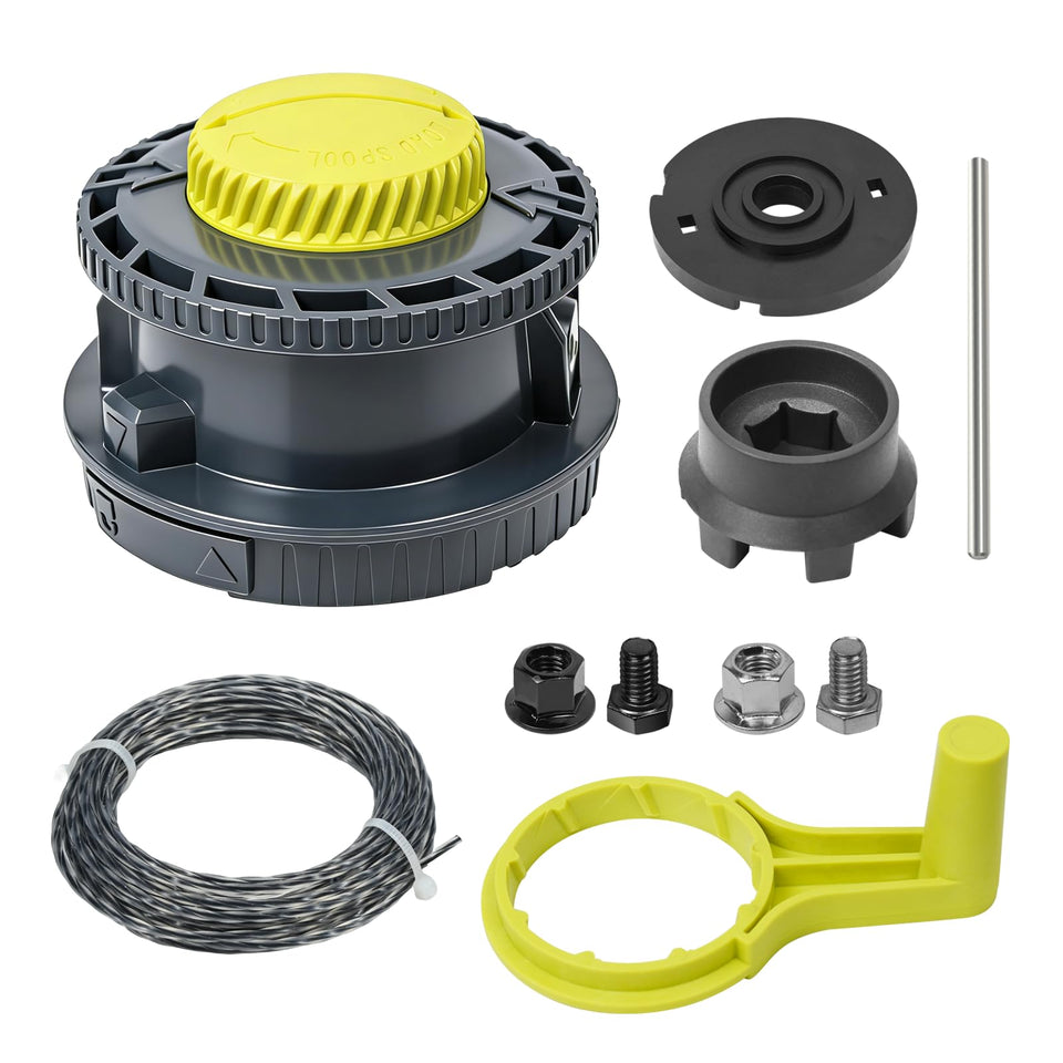 XQK Ryobi Reel Easy+ bump feed head side view for fast edge trimming