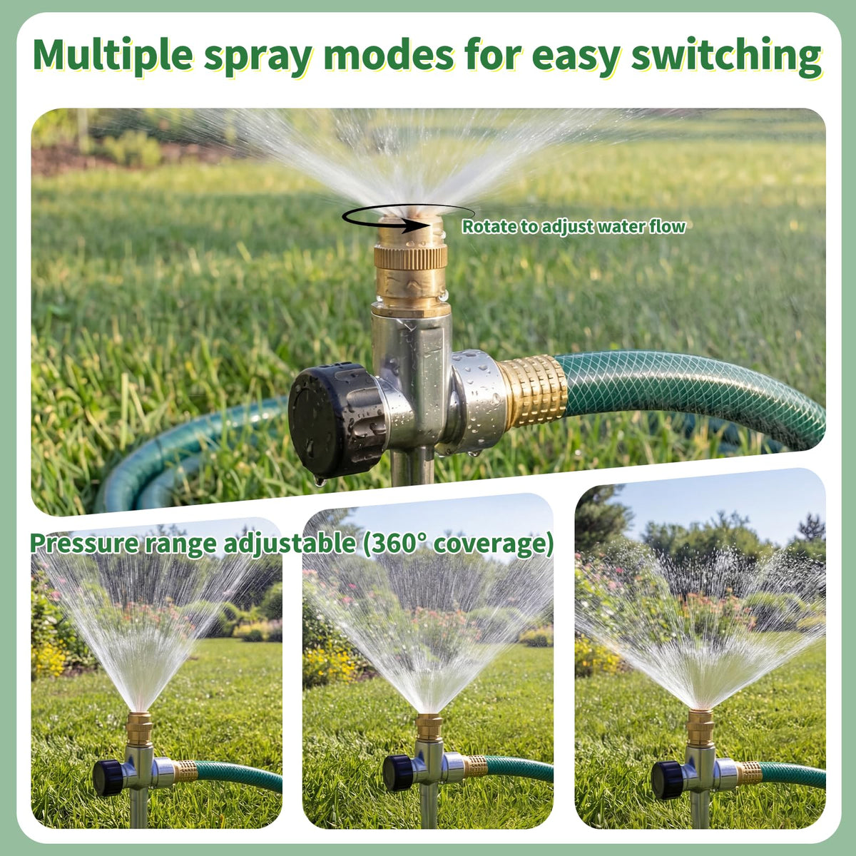 XRBZYQA sprinkler with 360-degree coverage for efficient yard watering.