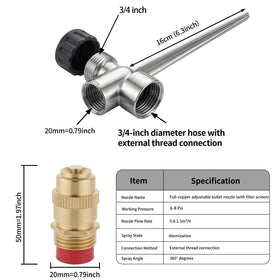 XRBZYQA sprinkler with built-in filter to prevent nozzle clogs.